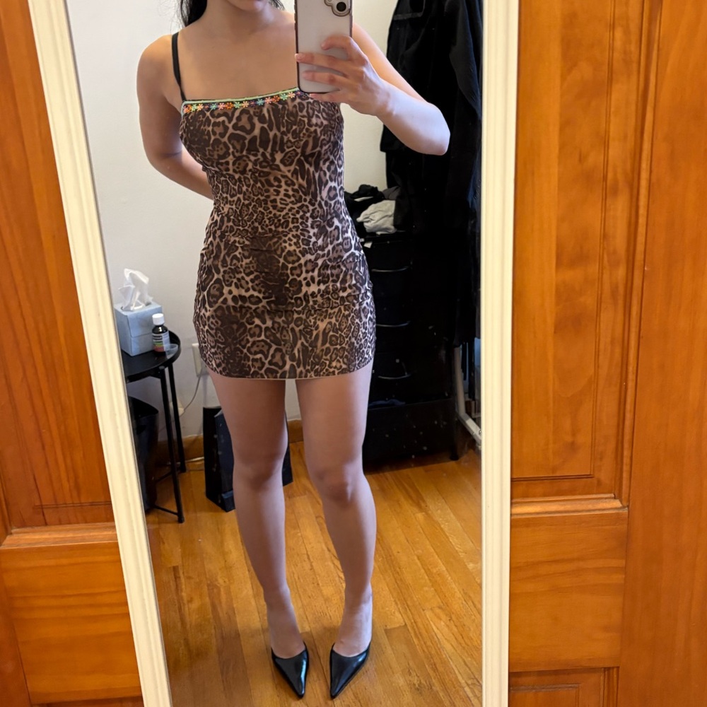 Danielle Guizio Brown Leopard Mini Dress